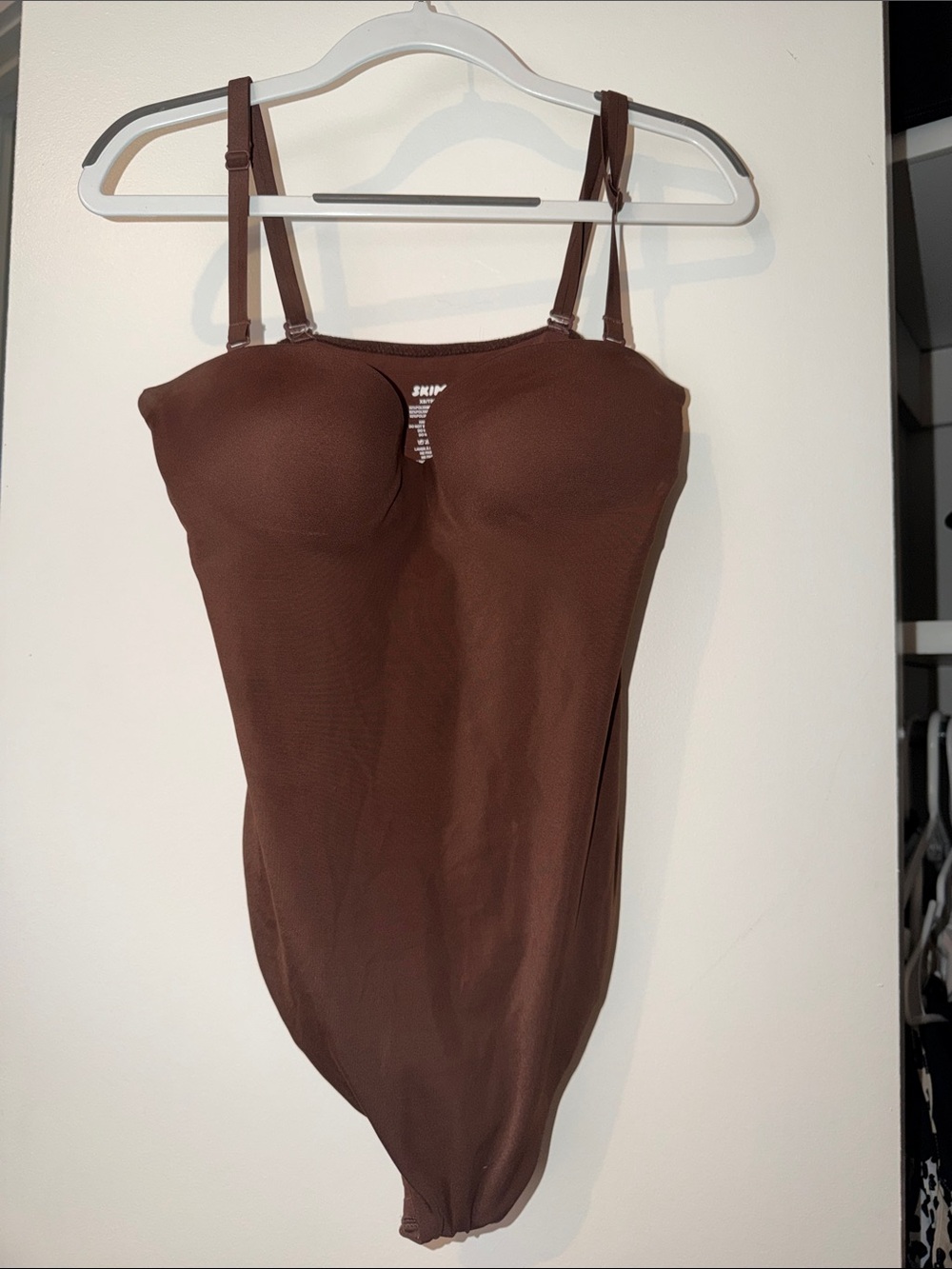 SKIMS Brown Sculpting Bodysuit with Adjustable Straps